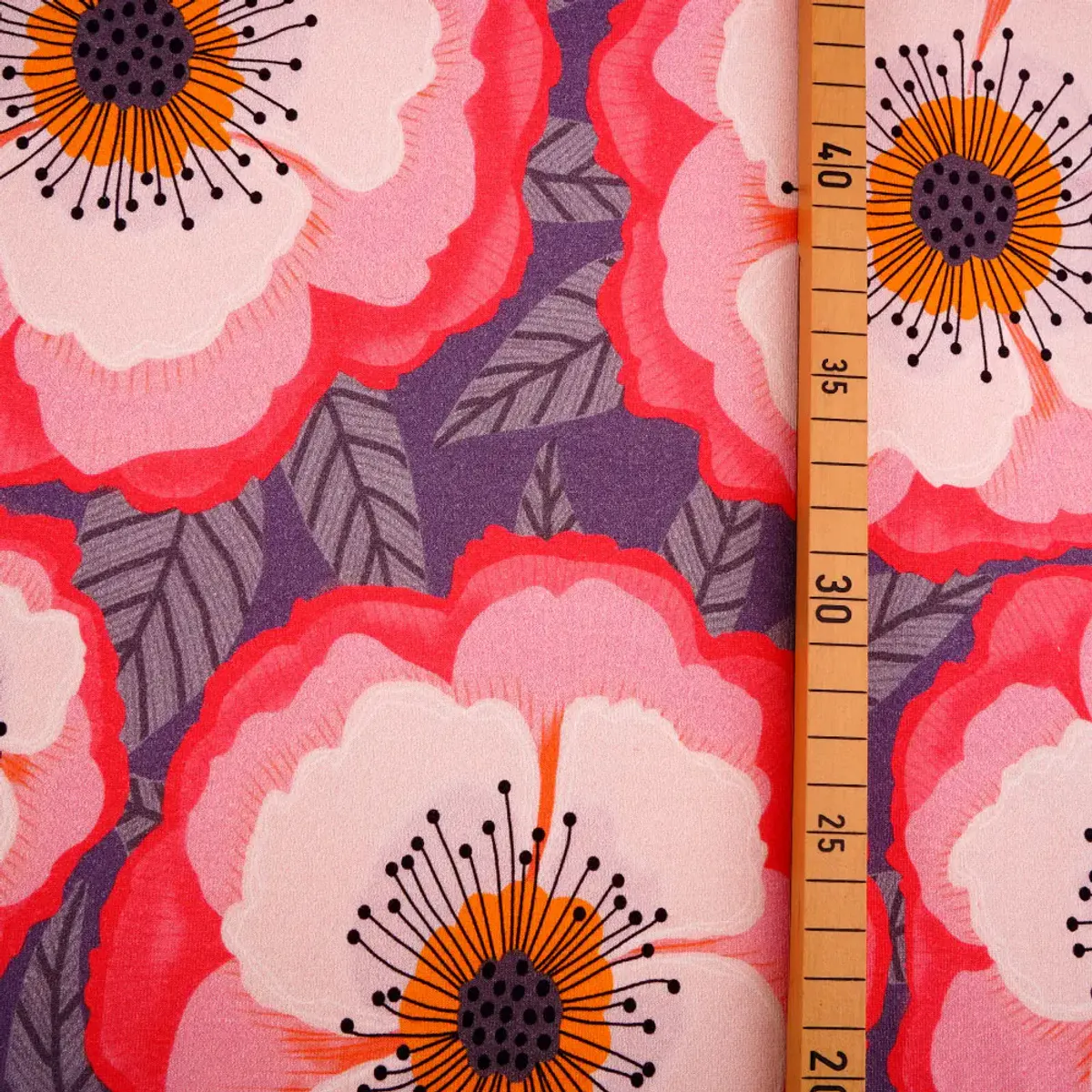 Økologisk bomulljersey, store blomster