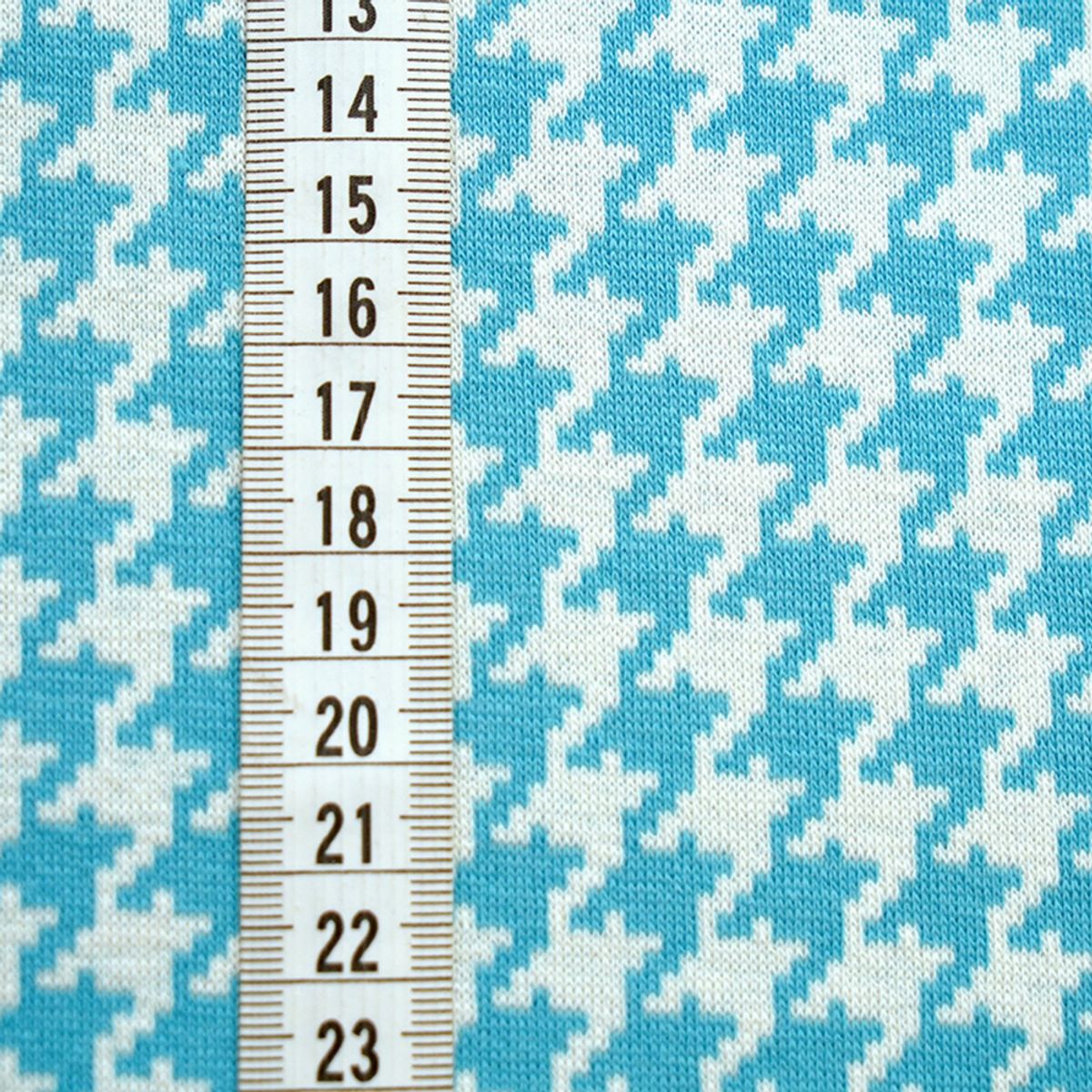 Økologisk bomullsjacquard, houndstooth lys blå