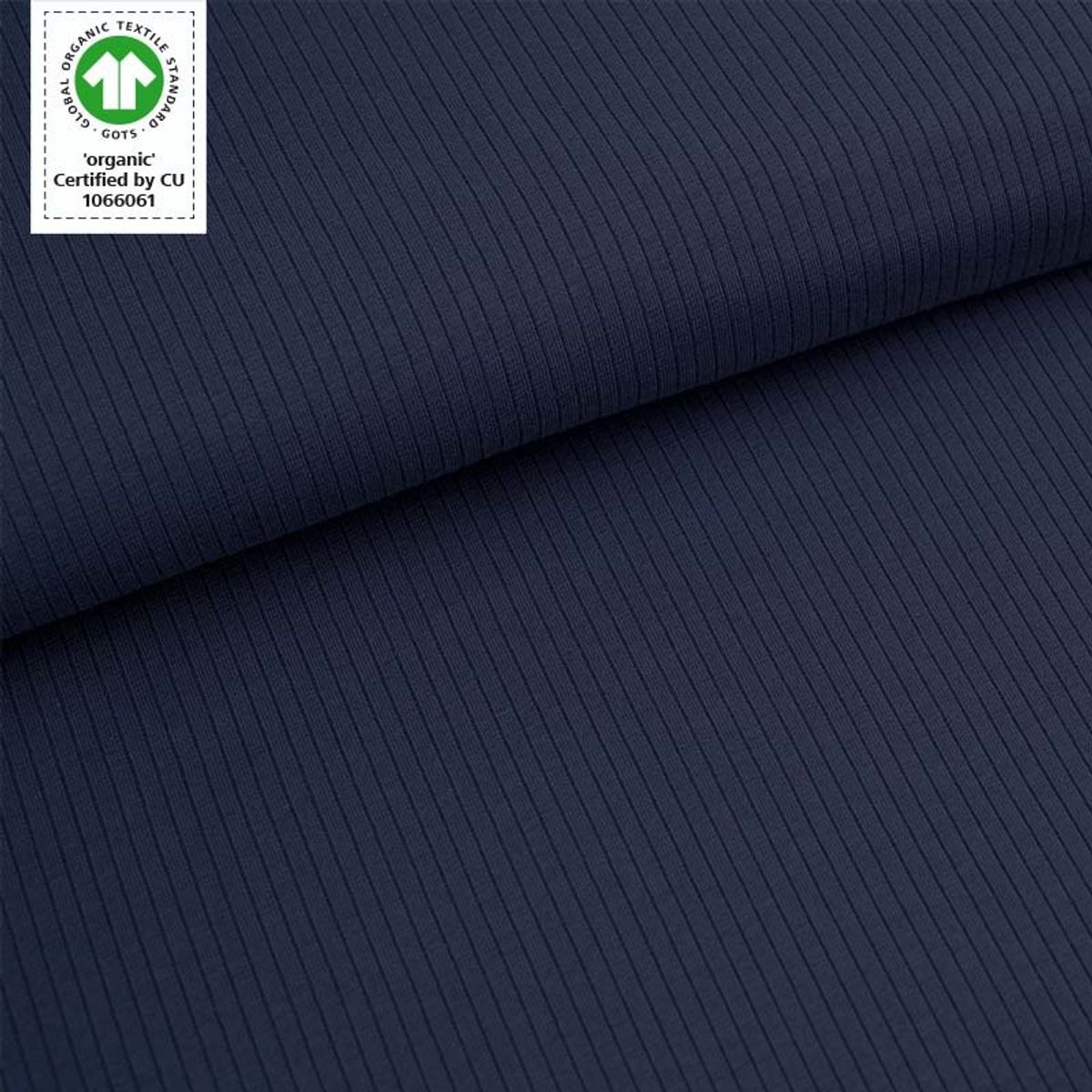 Økologisk ribbstrikk, china blue