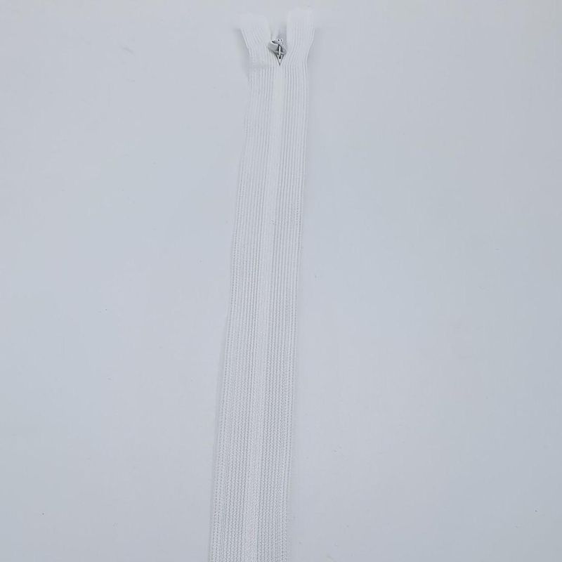 Hvit glidelås, usynlig 22cm