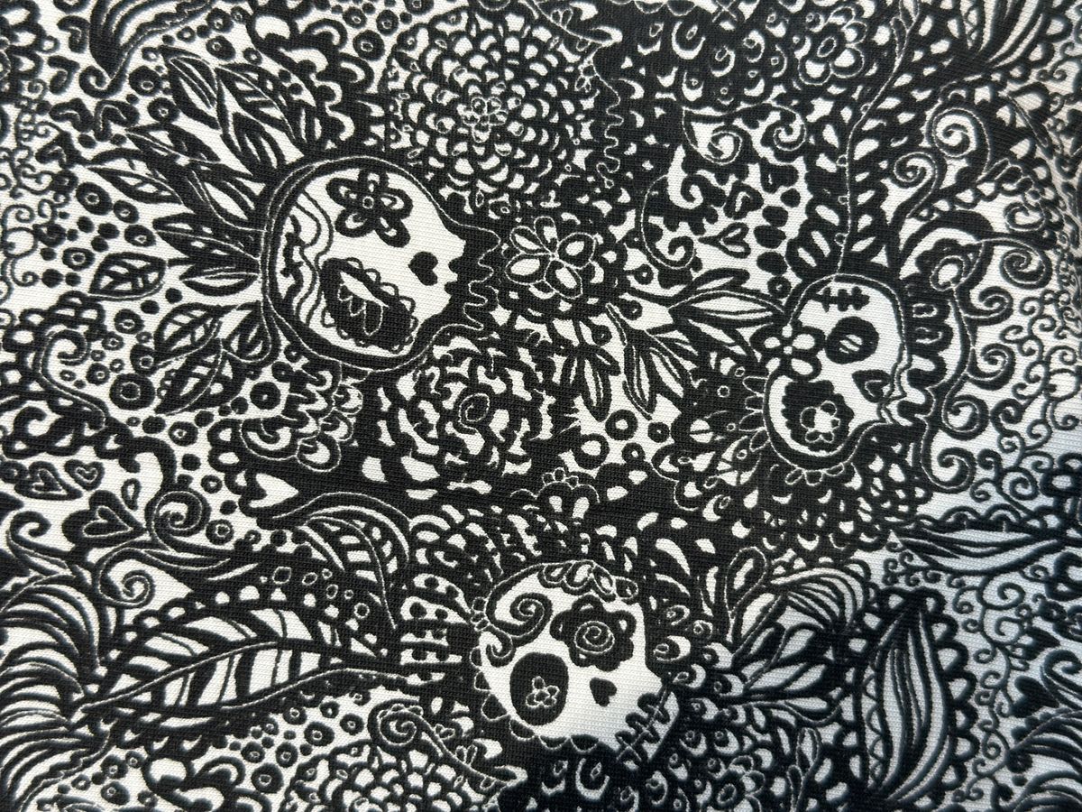 Økologisk bomulljersey, blomsterskaller