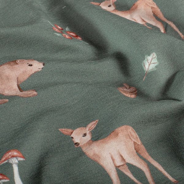 Hovedbilde NYHET! Økologisk french terry, animals mint