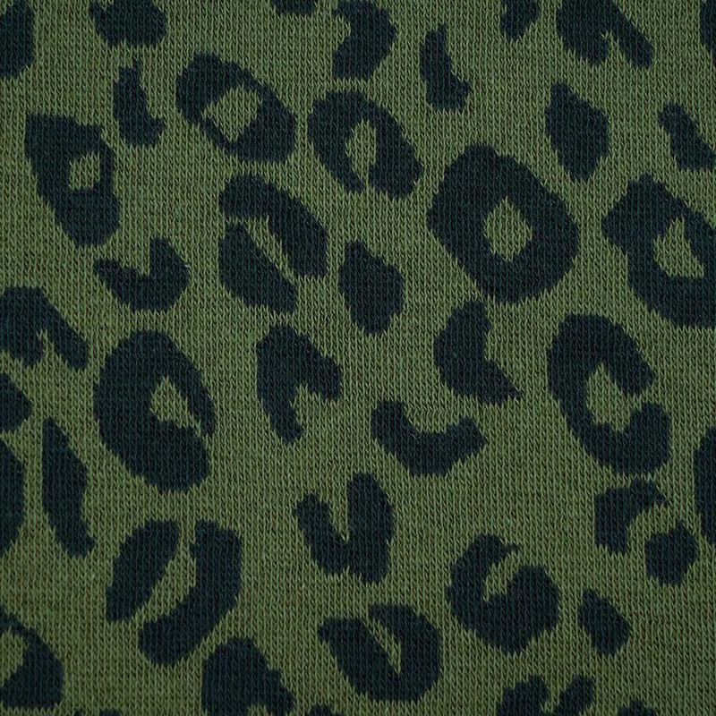 Økologisk bomullsjacquard, leopard skogsgrønn