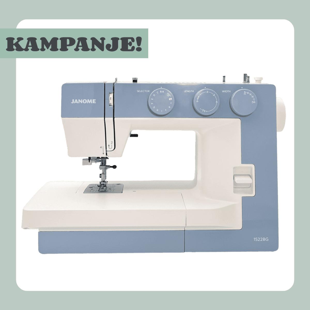 LIMITED EDITION! Janome 1522, Blue Grey + trykkfotsett og symønster